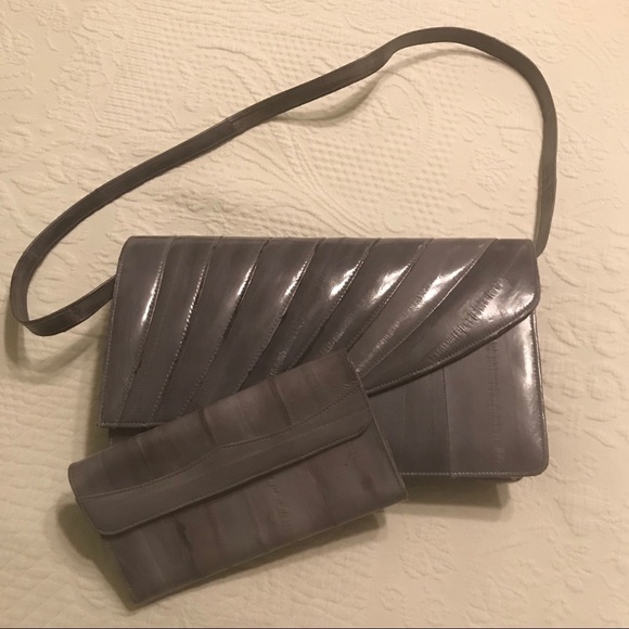 Handbags - Vintage Matching Eel Skin Clutch & Wallet